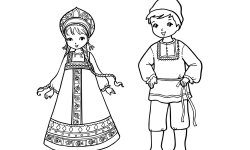 Раскраска русский народный костюм